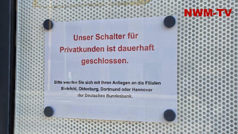 Kein Bargeldservice mehr für Privatkunden: Bundesbank beendet Schalterbetrieb in Osnabrück bereits rund eineinhalb Jahre vor der vollständigen Standortschließung